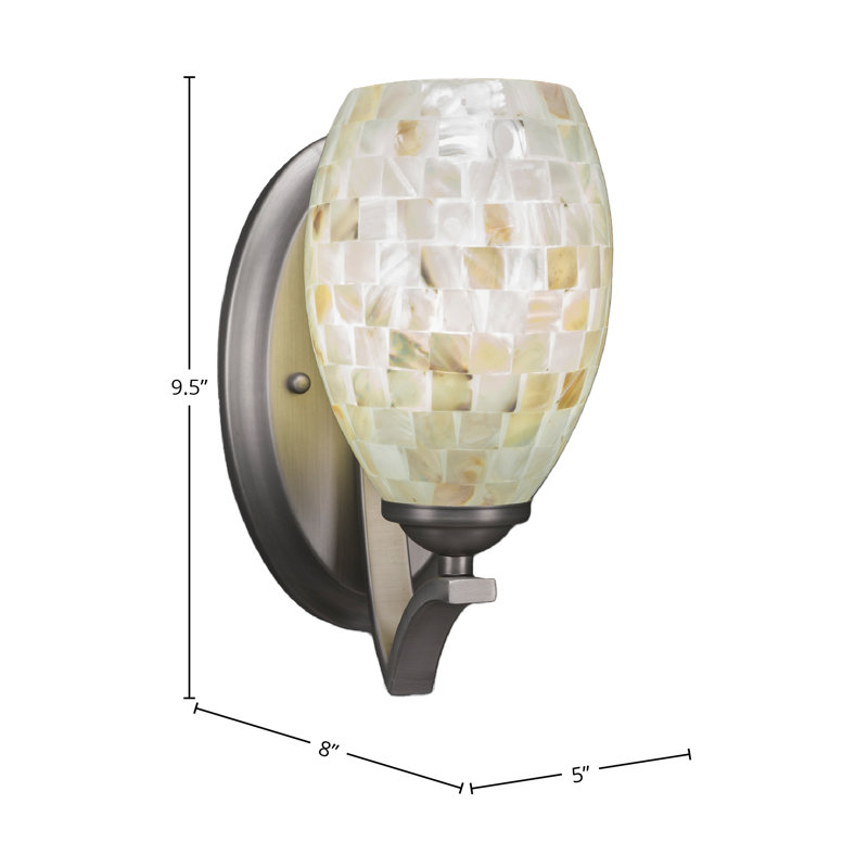Zilo Wall Sconce Shown In Graphite Finish With 5" Ivory Glaze Seashell Glass
