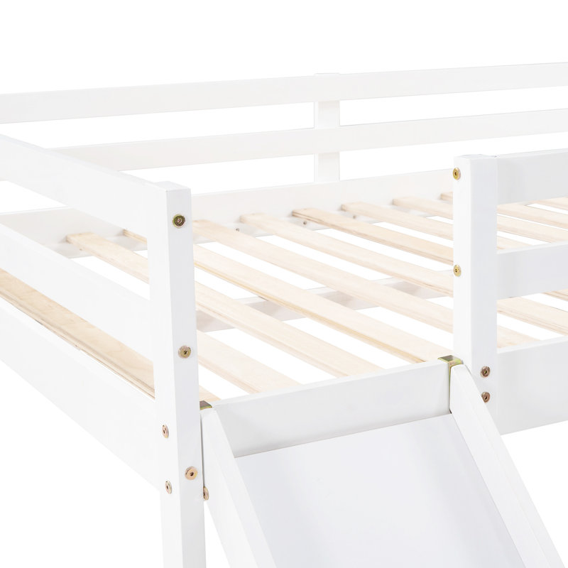 Lit en bois massif avec glissade en blanc massif