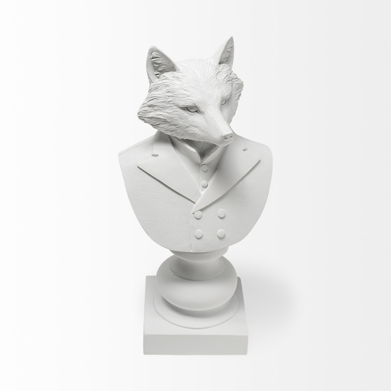 Figurines de renard en résine, Blanc