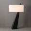Lampe de table de qualité supérieure Obelisk, chêne noir, nickel satiné, abat-jour en coton et lin blanc, compatible avec les DEL écoénergétiques-1978176957