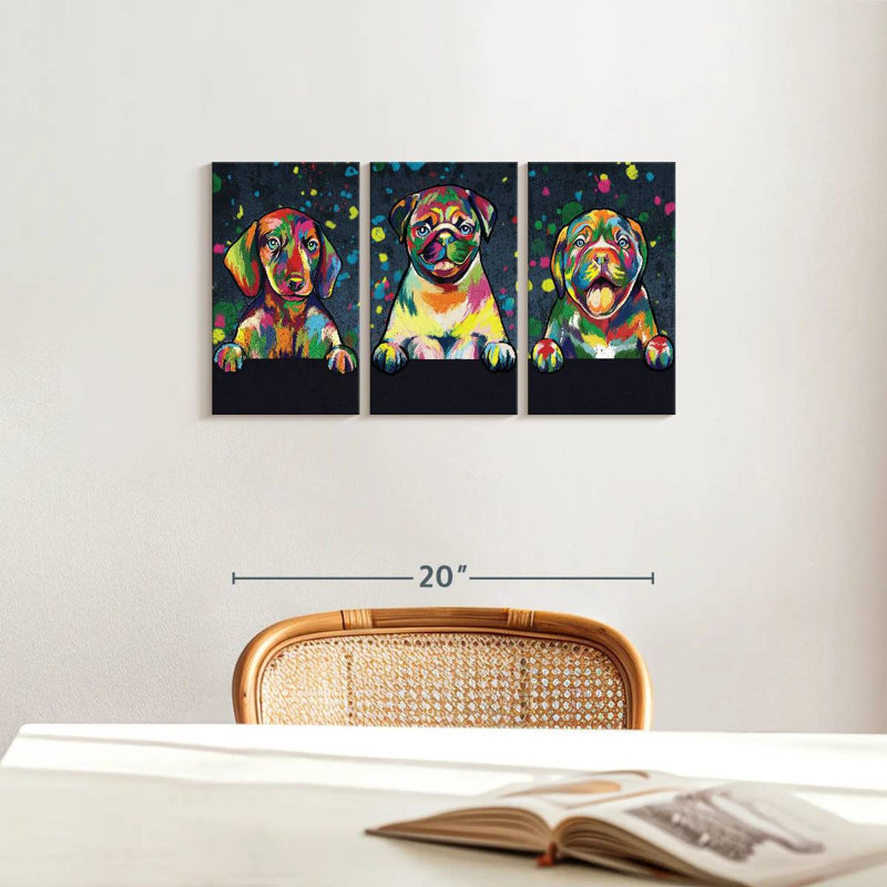«Dogs Abstract», reproduction d'art sur toile, H 12 po x l 26 po x P 1 po