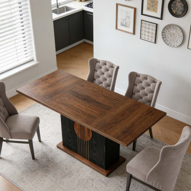 Table de salle à manger Farmhouse, Brown & Black
