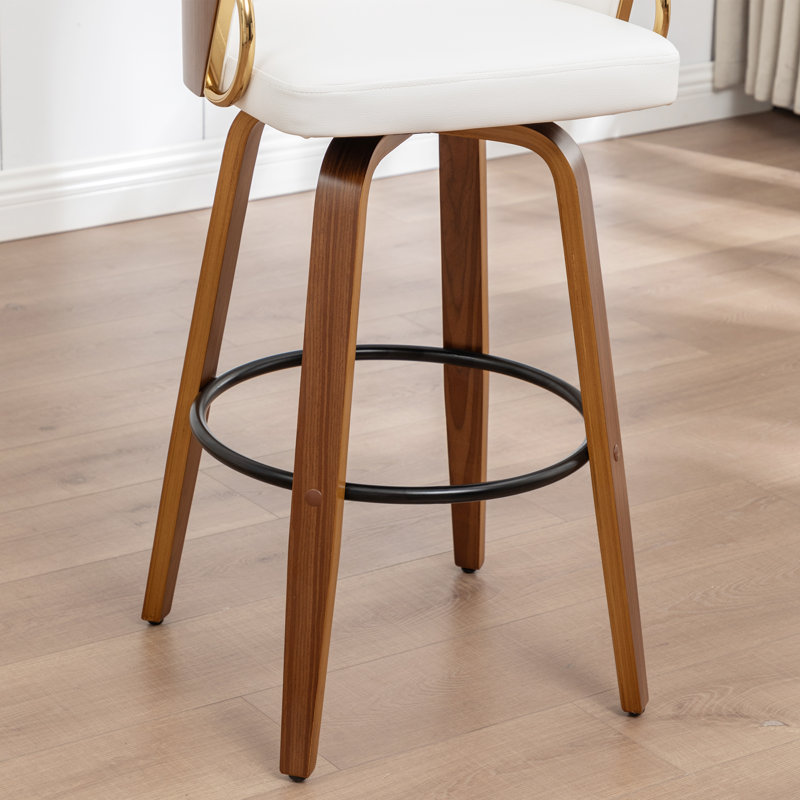 Swivel Upholstered Counter Stool, White, Counter Stool (25" Seat Height)