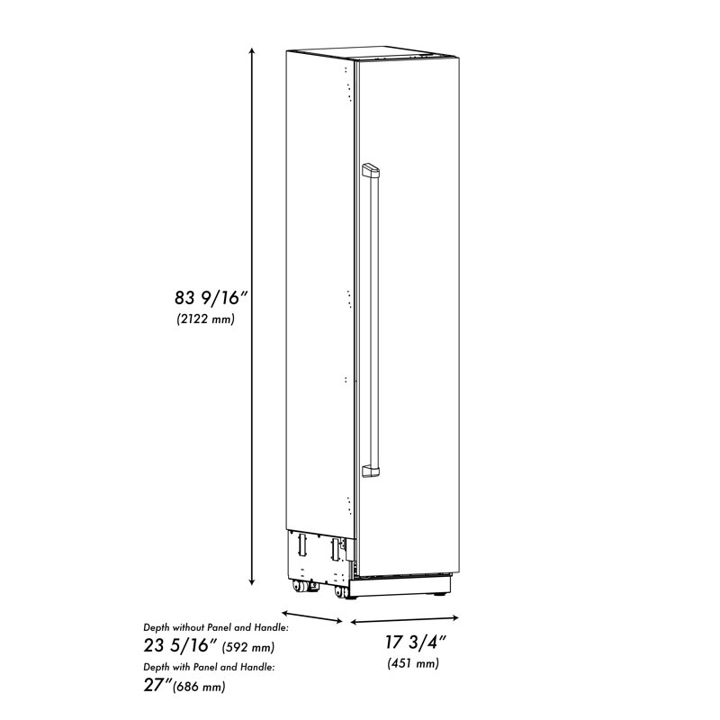 ZLINE Autograph 18 in. DuraSnow Left Hinge Column Freezer in Graphite Gray and Black Accents, Satin Stainless Steel, Left