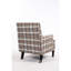 Fauteuil de salon rembourré, lin rayé bleu blanc, design rétro confortable, stable et rétro intemporel,