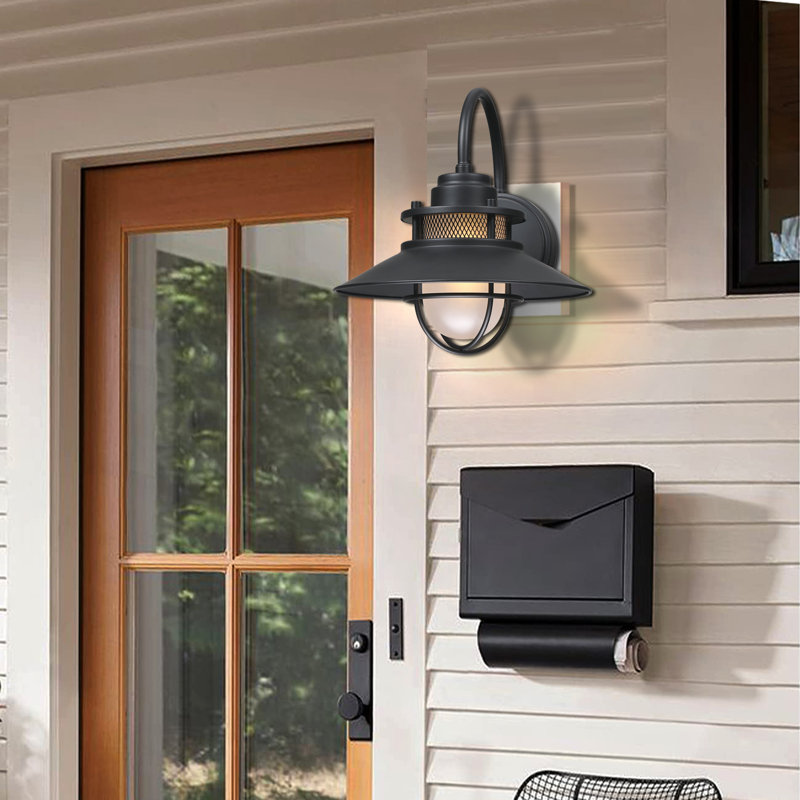 1-Light 11 In Matte Black Outdoor Wall Lantern Sconce