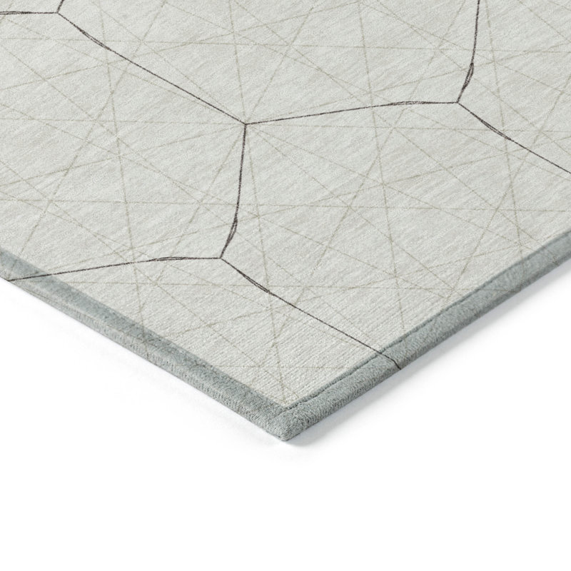 Ivory Geometric Flat Woven Synthetic Rectangular Rug 9' x 12'
