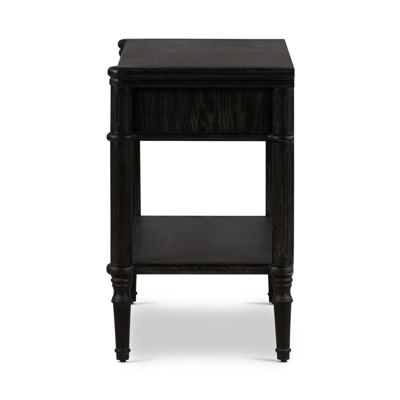 Toulouse 1 - Drawer Solid Wood Nightstand, Distressed Black