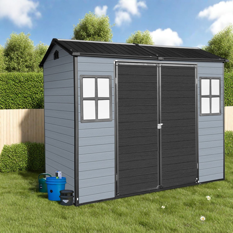 Remises verrouillables avec rangement, remise de jardin moderne en acier de 8 pi x 4 pi