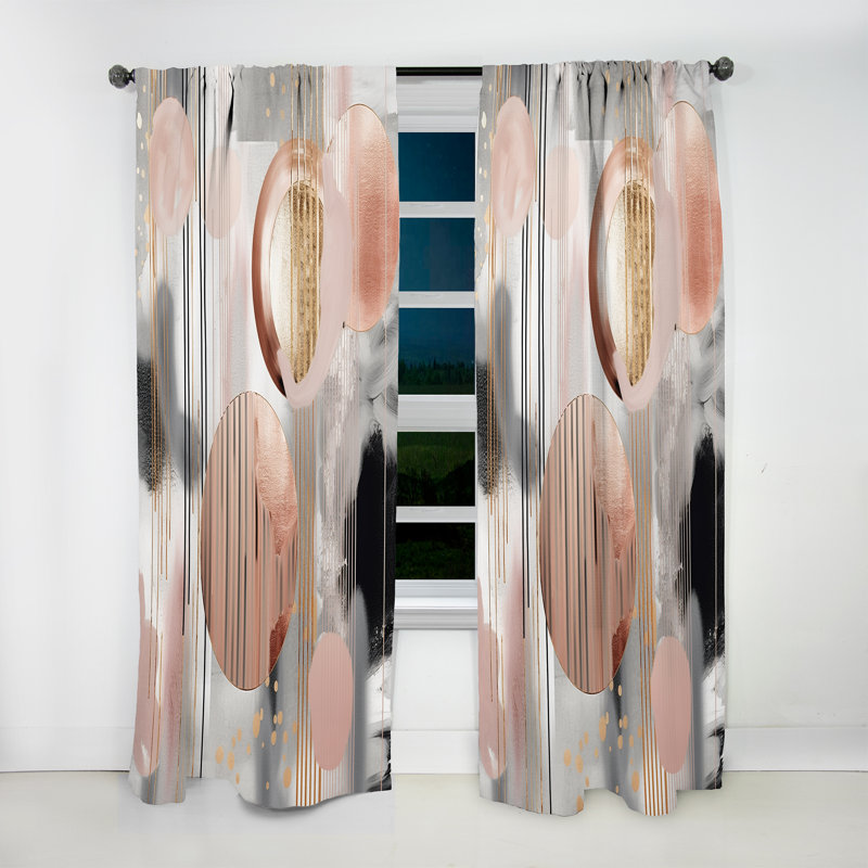 Rayures et lignes roses Modern Art II - Rideau moderne - Velours obscurcissant - 1 panneau, L 52 po x L 84 po