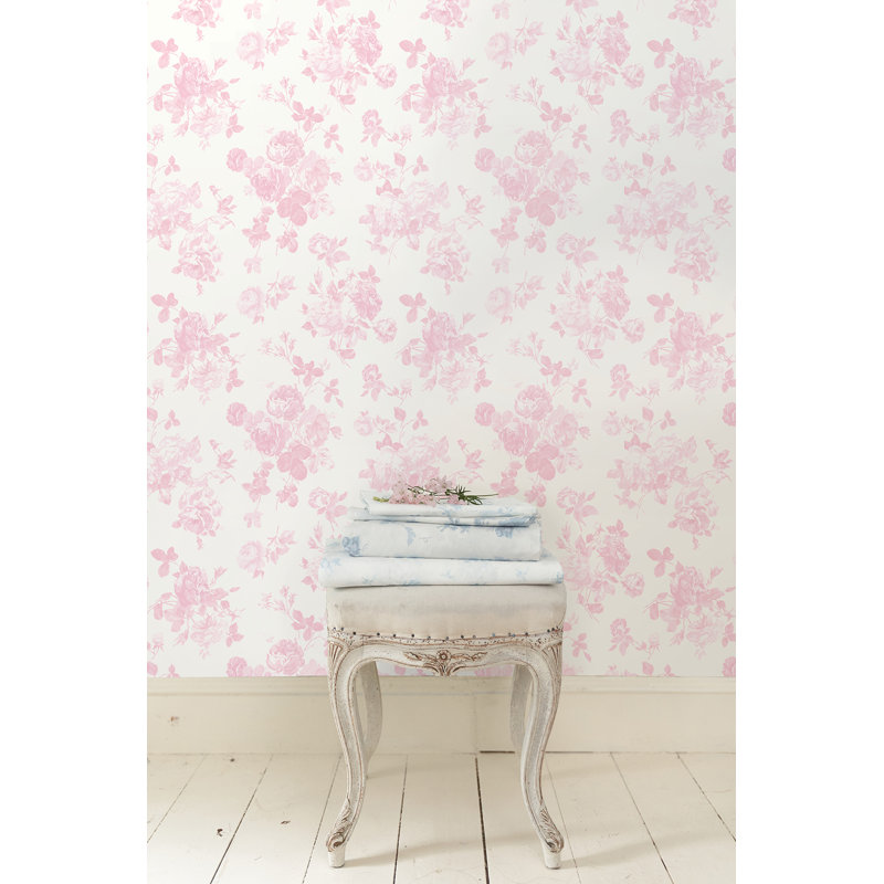 Rouleau de papier peint L 33 pi x l 20,5 po Everblooming Rosettes Bouquets, Rose