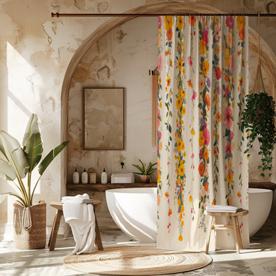 Draping Wildflower Floral Shower Curtain