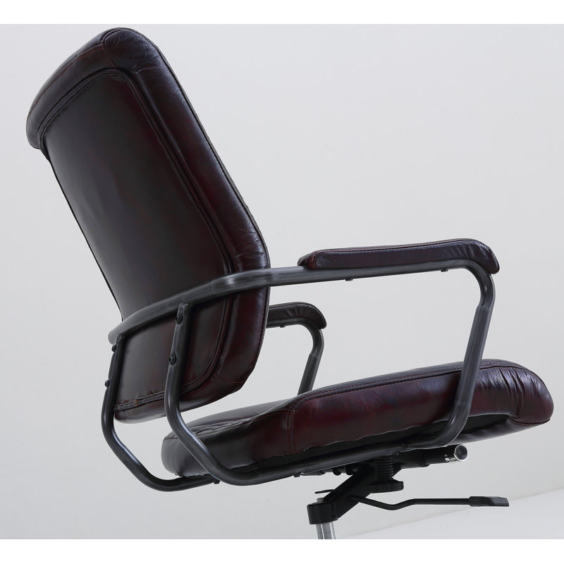 Fauteuil de direction en cuir véritable Rockett, Noir, Brun marocain