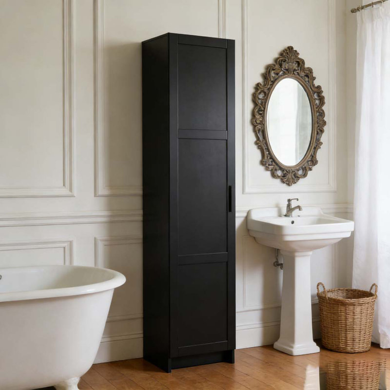 Armoire de rangement haute et étroite, Noir