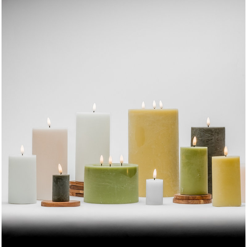Grande bougie colonne sans flamme champagne, Jaune