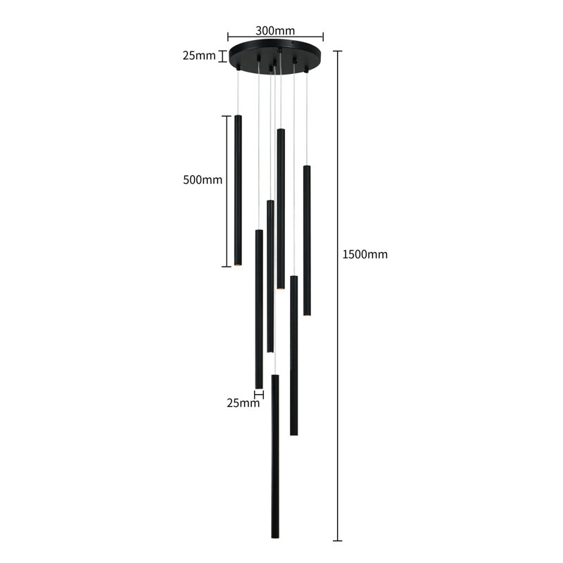 Gresham 7 - Light Cylinder Pendant, Black