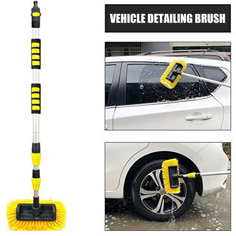Car Cleaning Brush with Detachable Handle Soft Bristles Design Tight Connection On/Off Switch