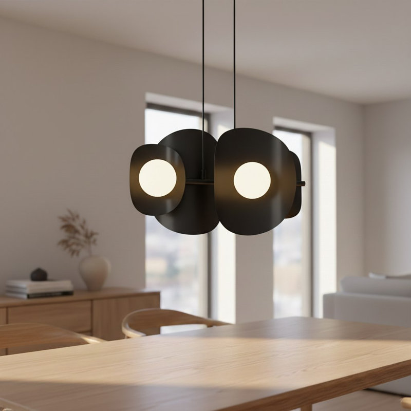 - Light Matt Pendant, Black, 4 Lights