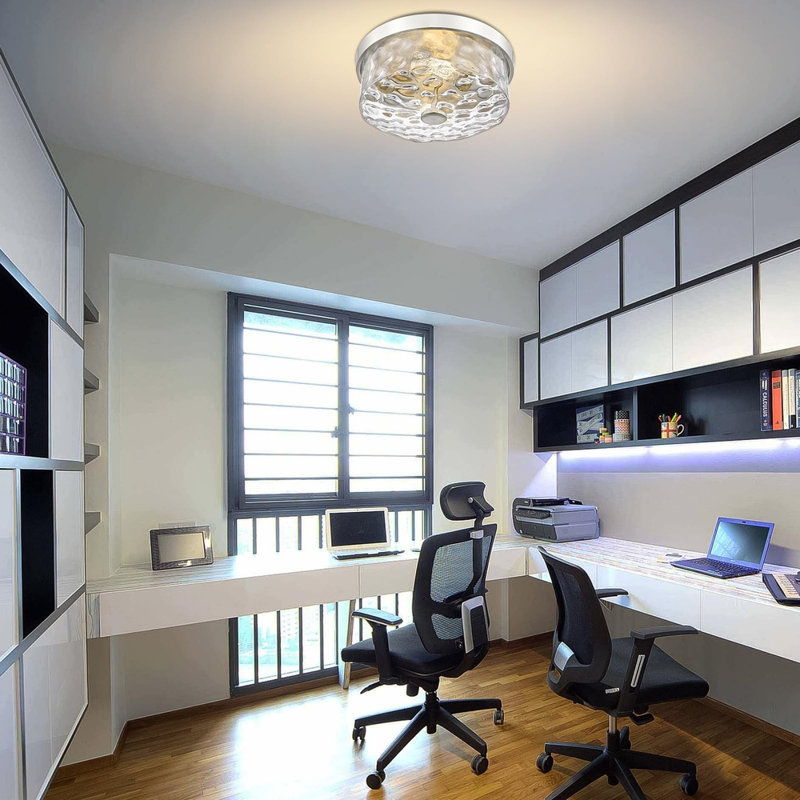 Plafonnier encastré moderne en nickel brossé 12,2 po pour la cuisine, le salon ou la chambre à coucher, sans ampoule (s) incluse (s)