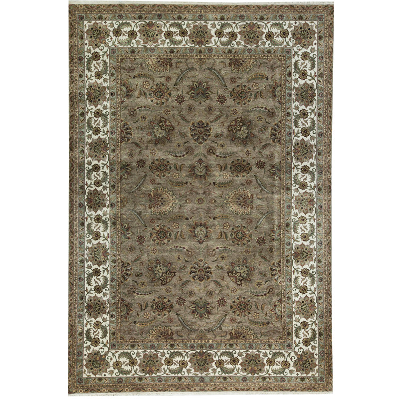 Mountain King Wool Oriental Area Rug in Gray/Ivory