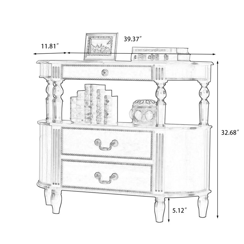 Console en bois de noyer clair, 39.37, Noyer clair