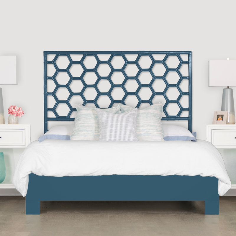 Honeycomb Wicker/Rattan Open-Frame Headboard, Sunflower Yellow, Twin