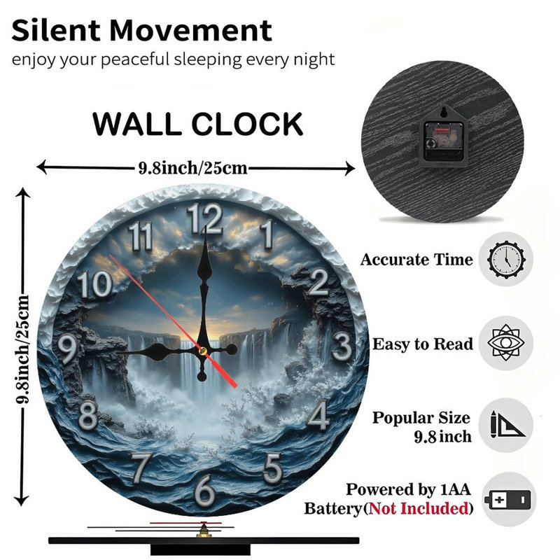 Sunset Waterfall Ocean Wall Clock