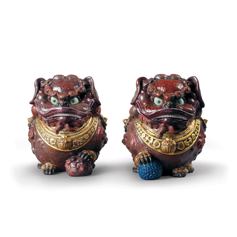 2 Piece Guardian Lions Figurine Set