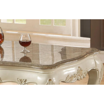 Table basse à 4 pieds Waldorf, blanc perle