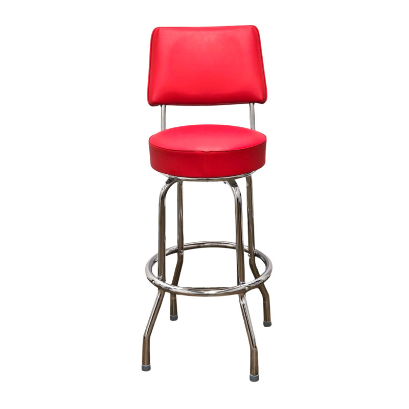 Tabouret de bar et de comptoir pivotant avec dossier Retro Home, Rouge, Tabouret de bar (assise de 30 po de hauteur)