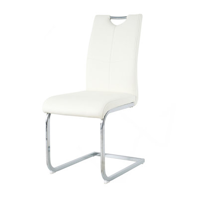 Modern Dining Chairs With Faux Leather Padded Seat Dining Living Room Chairs Upholstered Chair With Chrome Metal Legs Design For Kitchen, Living, Bedr