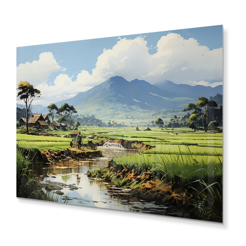 Riz doré du Vietnam - Décoration murale en métal Vietnam, H 12 po x l 20 po x P 1 po