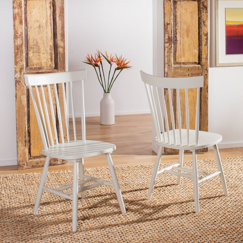 Matanna 17.3'' H Oak Solid Wood Side Chair, Off White