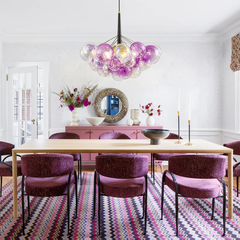 5 - Light Iridescent Gradient Color Sputnik Sphere Glass Bubble Chandelier