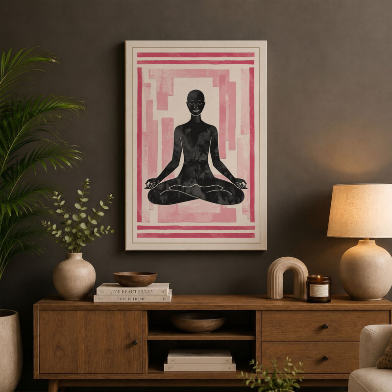 Meditation in Geometry Minimalist - Wrapped Canvas, 24x16 - 61.0 x 40.6 cm, Taupe Border