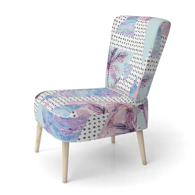 Chaise d'appoint rembourrée à motif géométrique Blue Summer