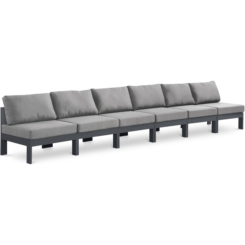 Canapé d'extérieur avec coussins de 180 po de largeur Angilina, gris, Gris foncé