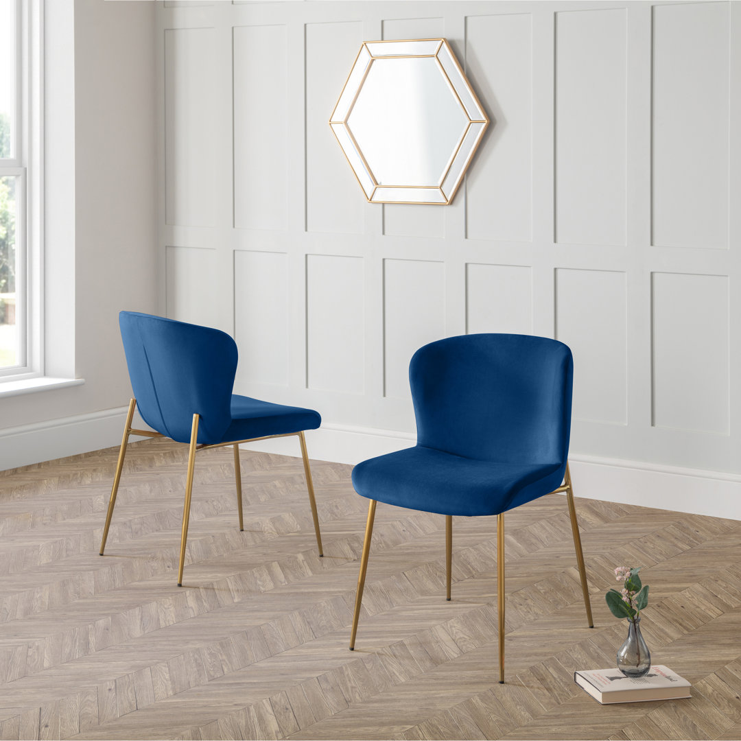 Gerson 0cm H Velvet Upholstered Side Chair in Blue