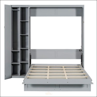 Lit escamotable double pleine grandeur avec tablettes