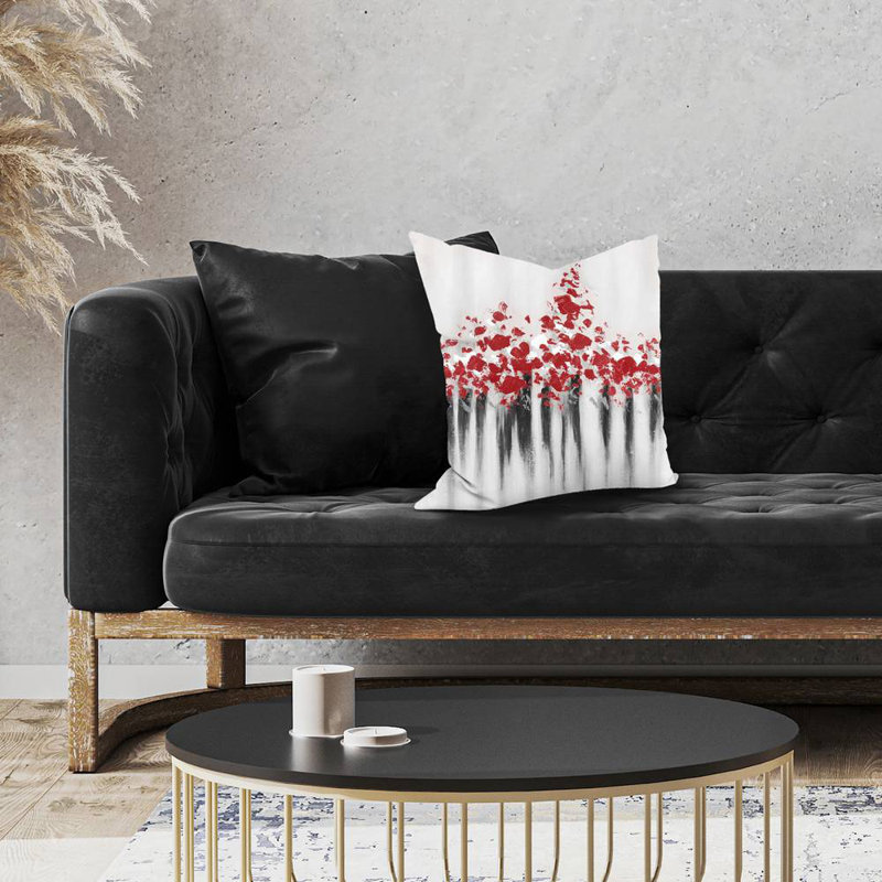 Falling red dot - 18"x18" Throw pillow - Poly twill - Print on demand, 18"H x 18"W, Pink, Polyester
