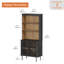 Bibliothèque 72,8 pouces en bois avec rangement, bibliothèque moderne Mid-Century avec tablette réglable-133631075