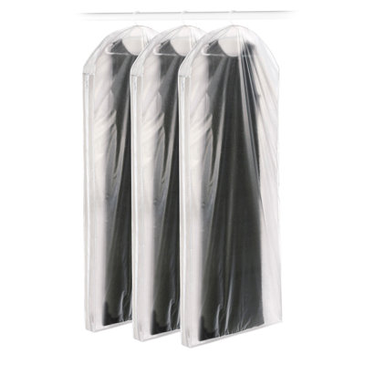 Clear Heavy-Duty Garment Bags with 4" Gusset for Closet Storage & Travel (Set of 3)