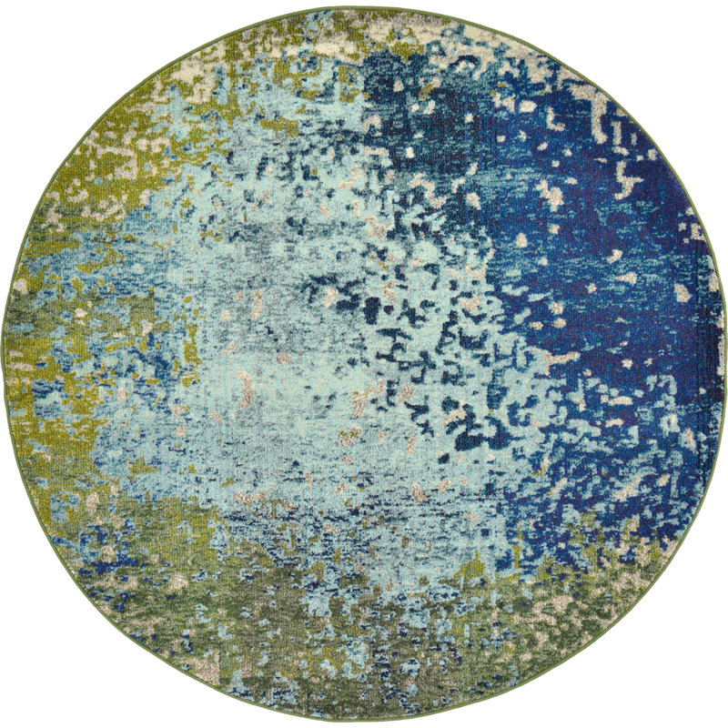 Rizer Washable Abstract Indoor Rug, Round 6'1"