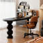 Bureau en bois massif noir demi-cercle + acrylique-119687694