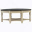 Table basse ovale vintage avec tiroir et étagère de rangement, table de cocktail antique de 45 po, table d'appoint de style champêtre français pour le salon, beige et espresso