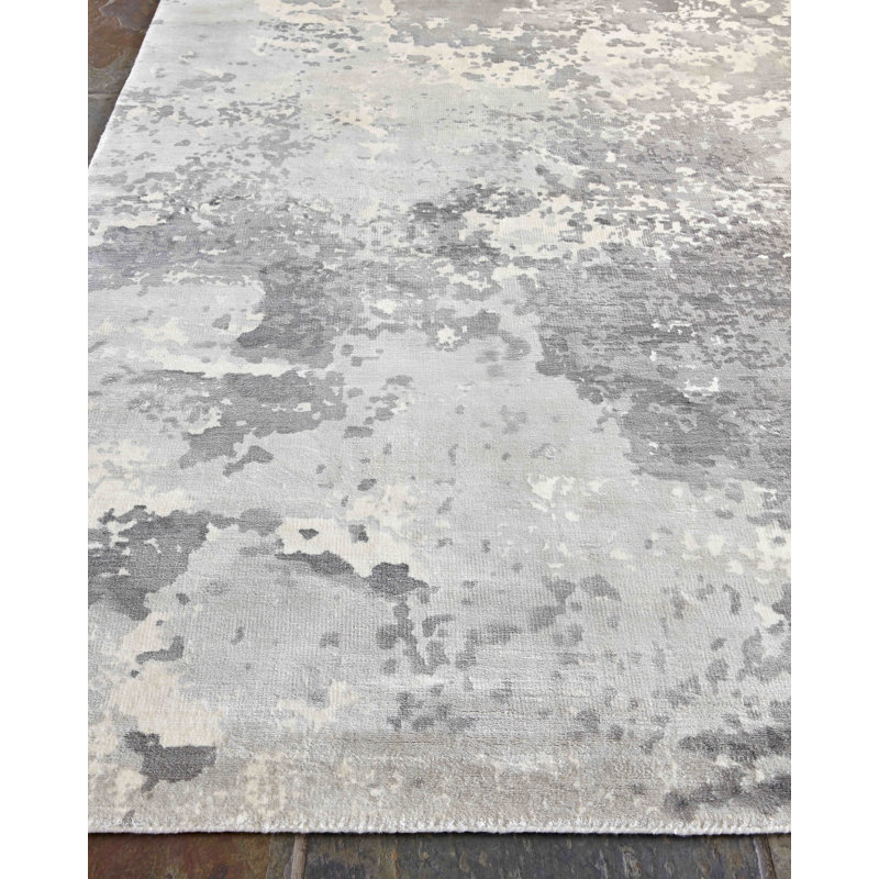 Koda Abstract Area Rug in Silver, Rectangle 10' x 14'