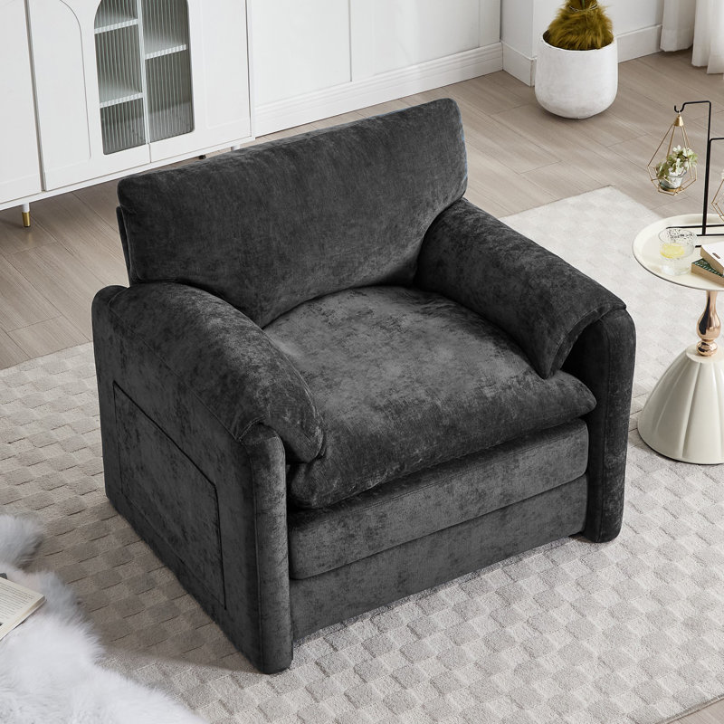 38.1'W Chenille Accent Chair Single Sofa Armchair For Living Room