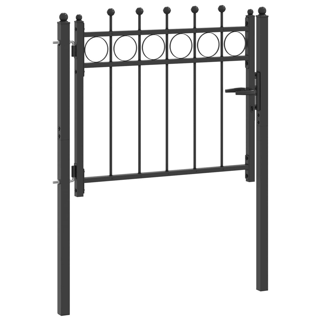 Vidaxl Fence Gate HORST Black Metal Modern Outdoor Barrier Security Entry