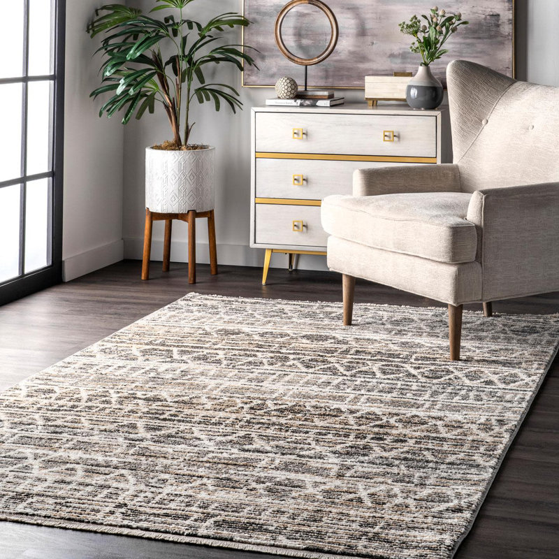Tapis intérieur/extérieur gris sud-ouest Suzanne, Rectangle de 4' 5" x 6'