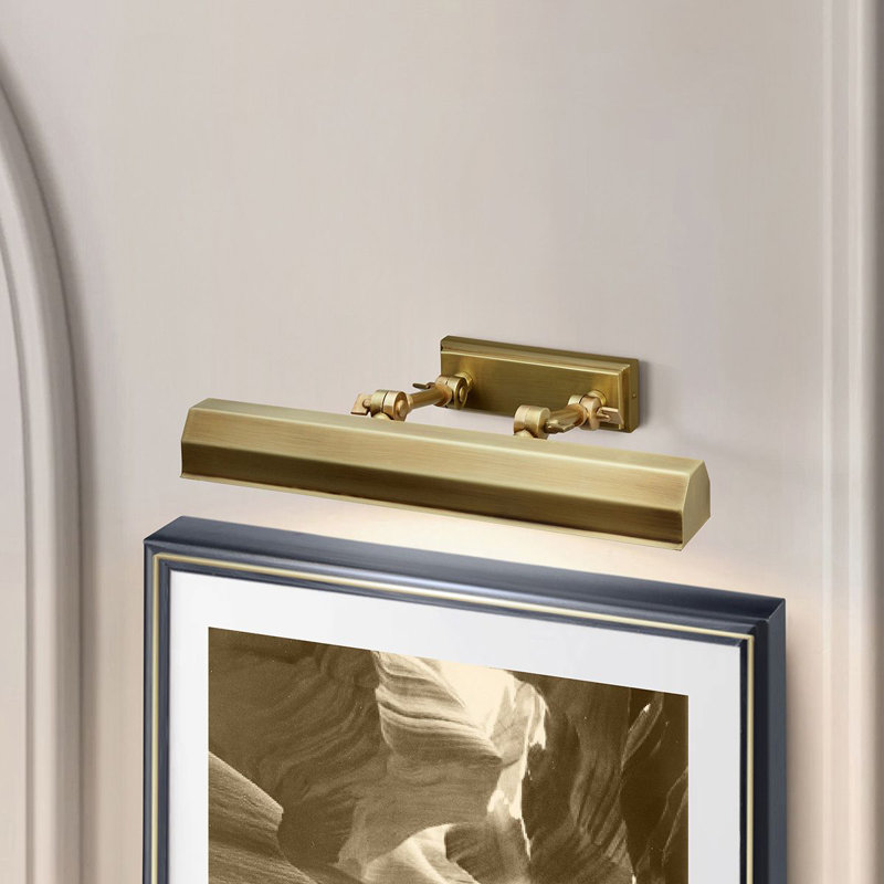 2 -Light Hardwired Dimmable Wall Mounted Picture Light, Aged Brass